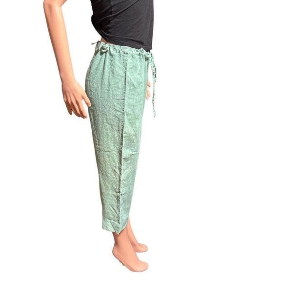 Pulp women's mid-rise Linen drawstring capris pants L - Picture 3 of 6